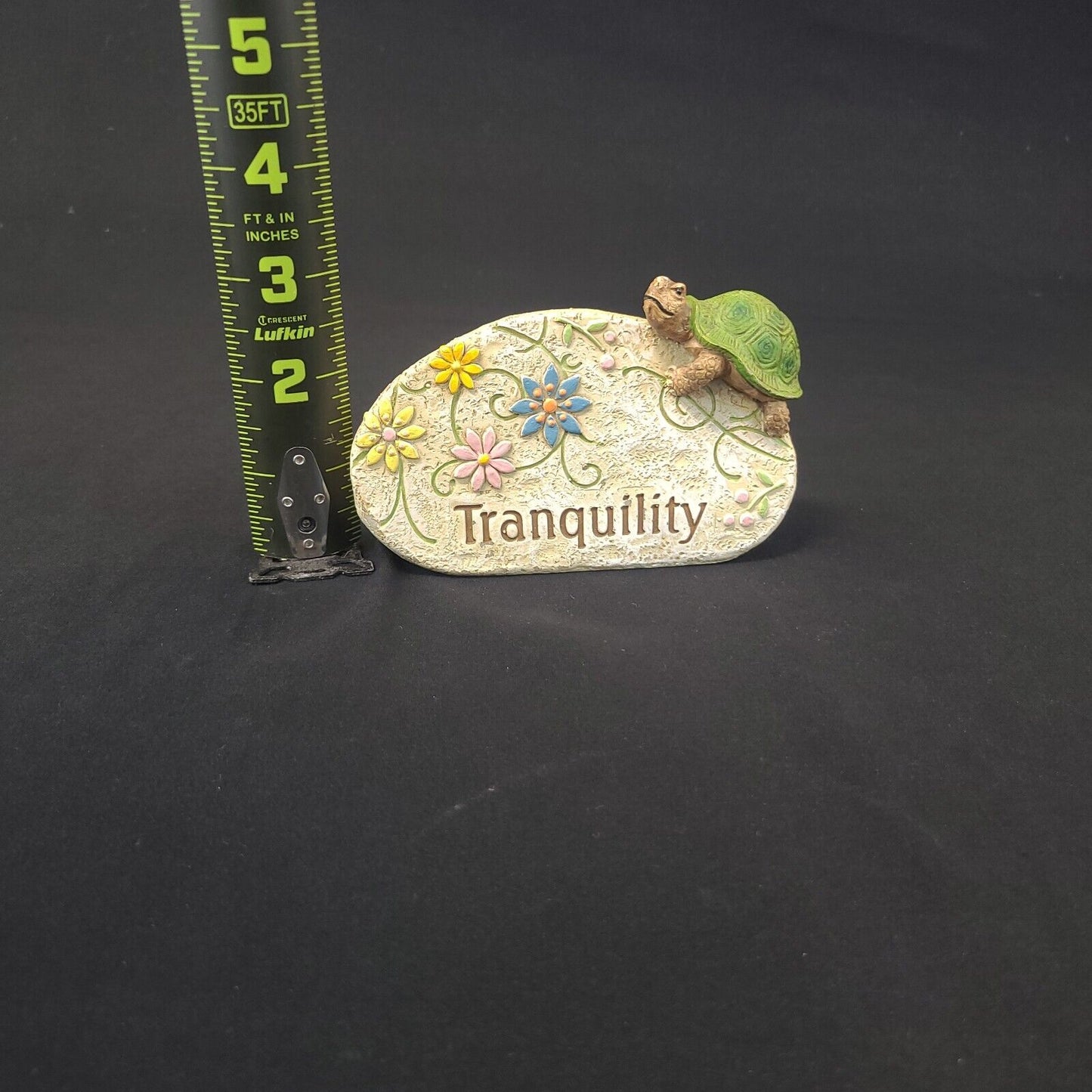 Tranquility Rock Paperweight Decorative Turtle & Floral Design Unique Accessory