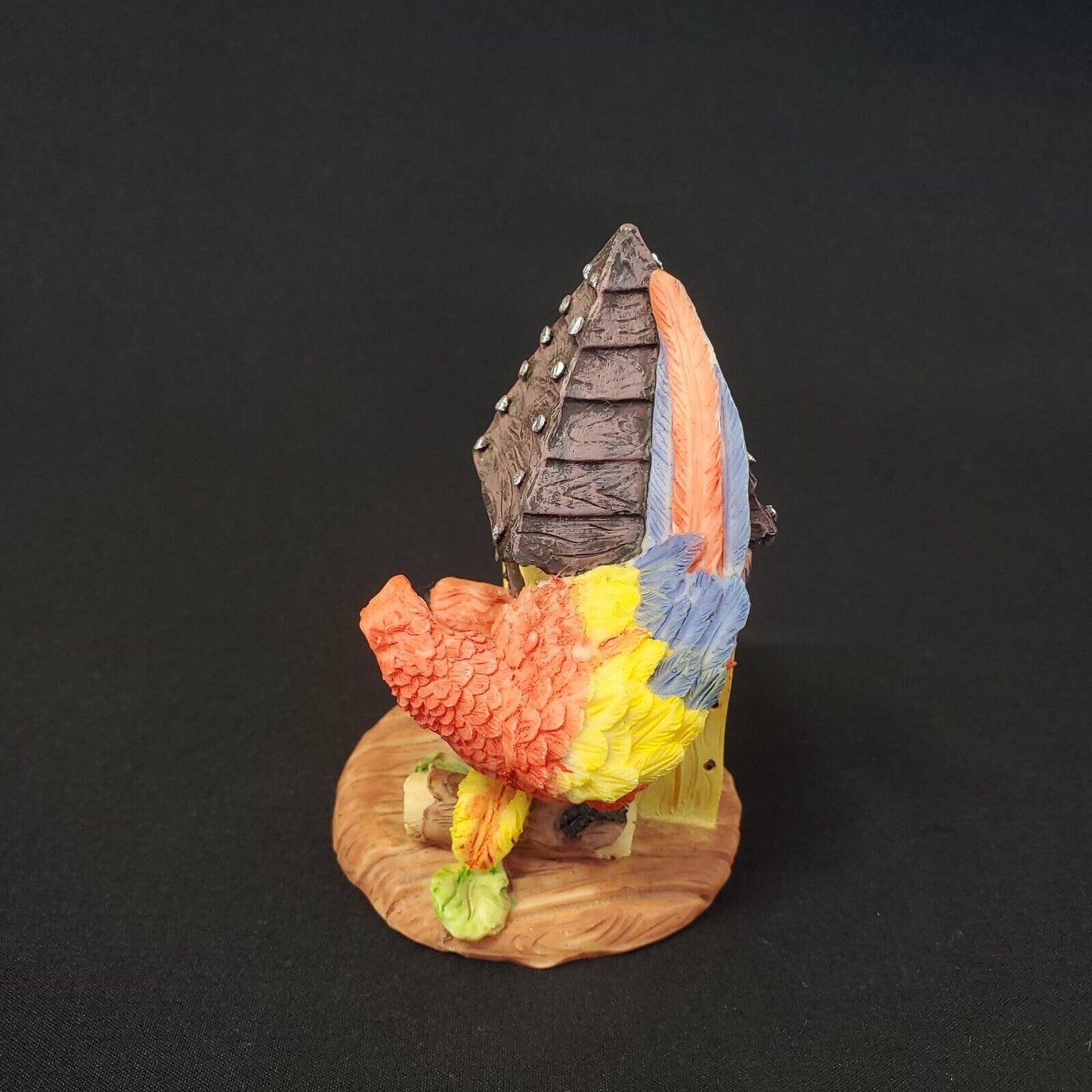 Macaw Parrots In A Bird House Figurine - Collectible Decoration