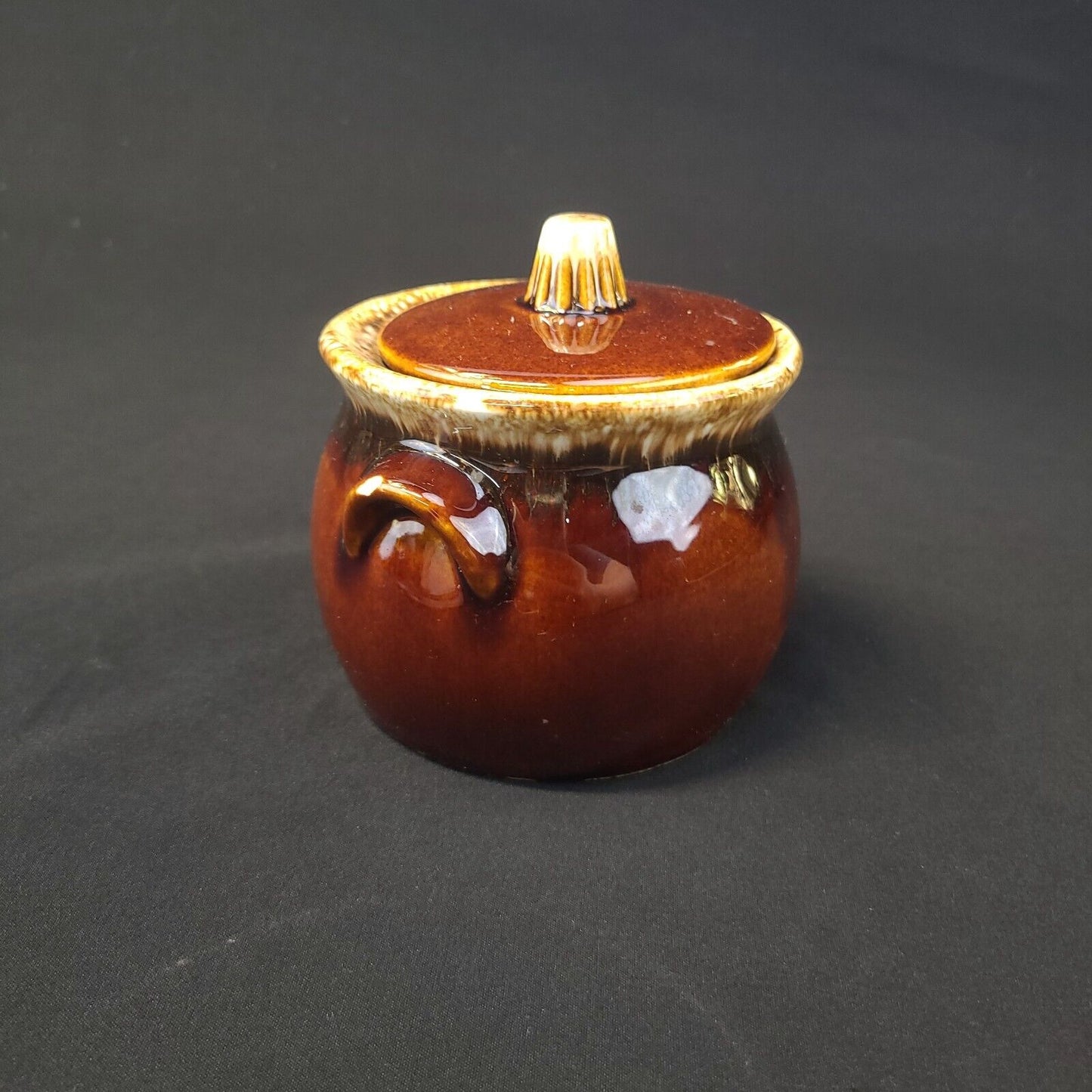 Vintage Drip Stoneware Bean Pot Crock - Rustic Kitchen Collectible