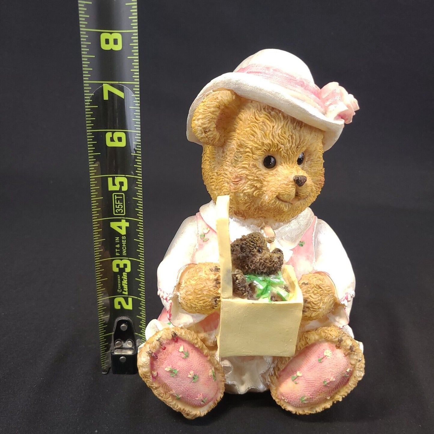 Vintage Girl Teddy Bear Holding Teddy Bear Toy Figurine Bank - Collectible, Rare