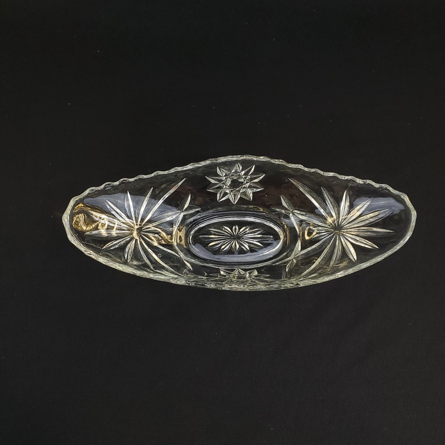 Anchor Hocking EAPC Star of David Crystal Boat Bowl - Vintage Banana Split Dish