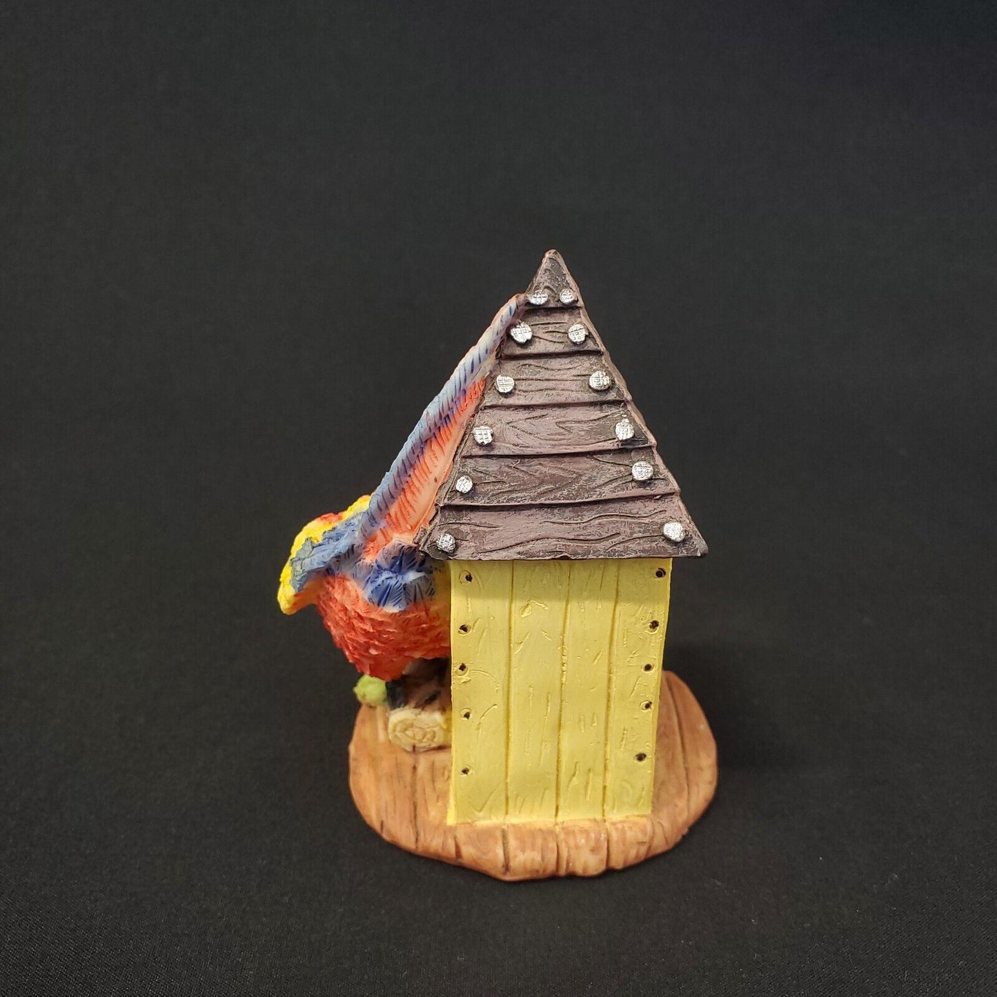 Macaw Parrots In A Bird House Figurine - Collectible Decoration