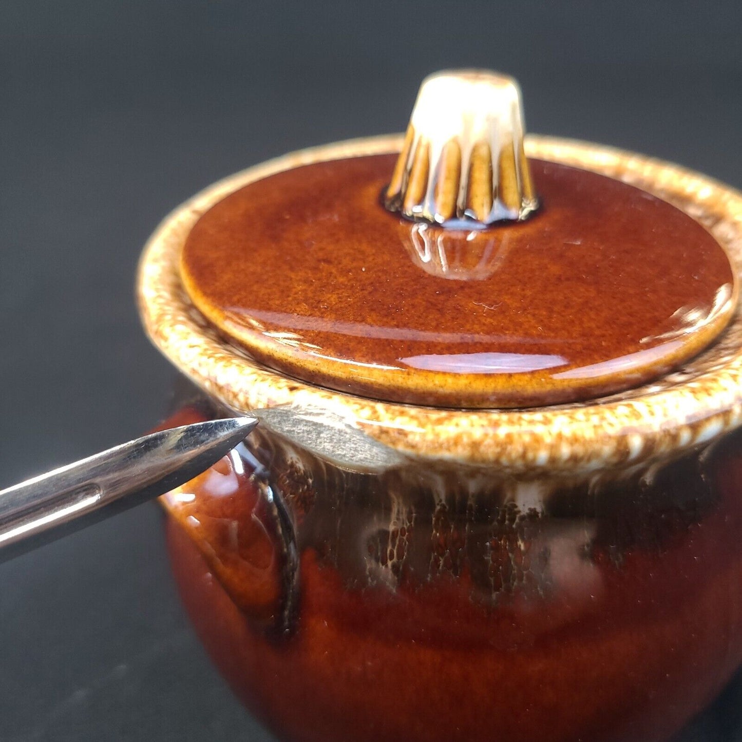 Vintage Drip Stoneware Bean Pot Crock - Rustic Kitchen Collectible