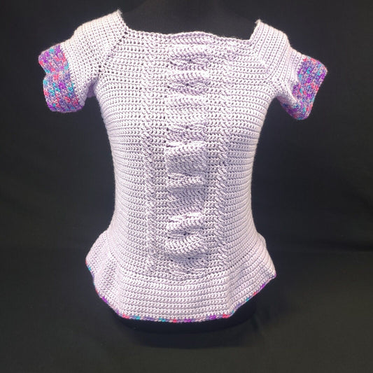 Handmade Cabled Peplum Tee Small - Stylish and Trendy Summer Wear