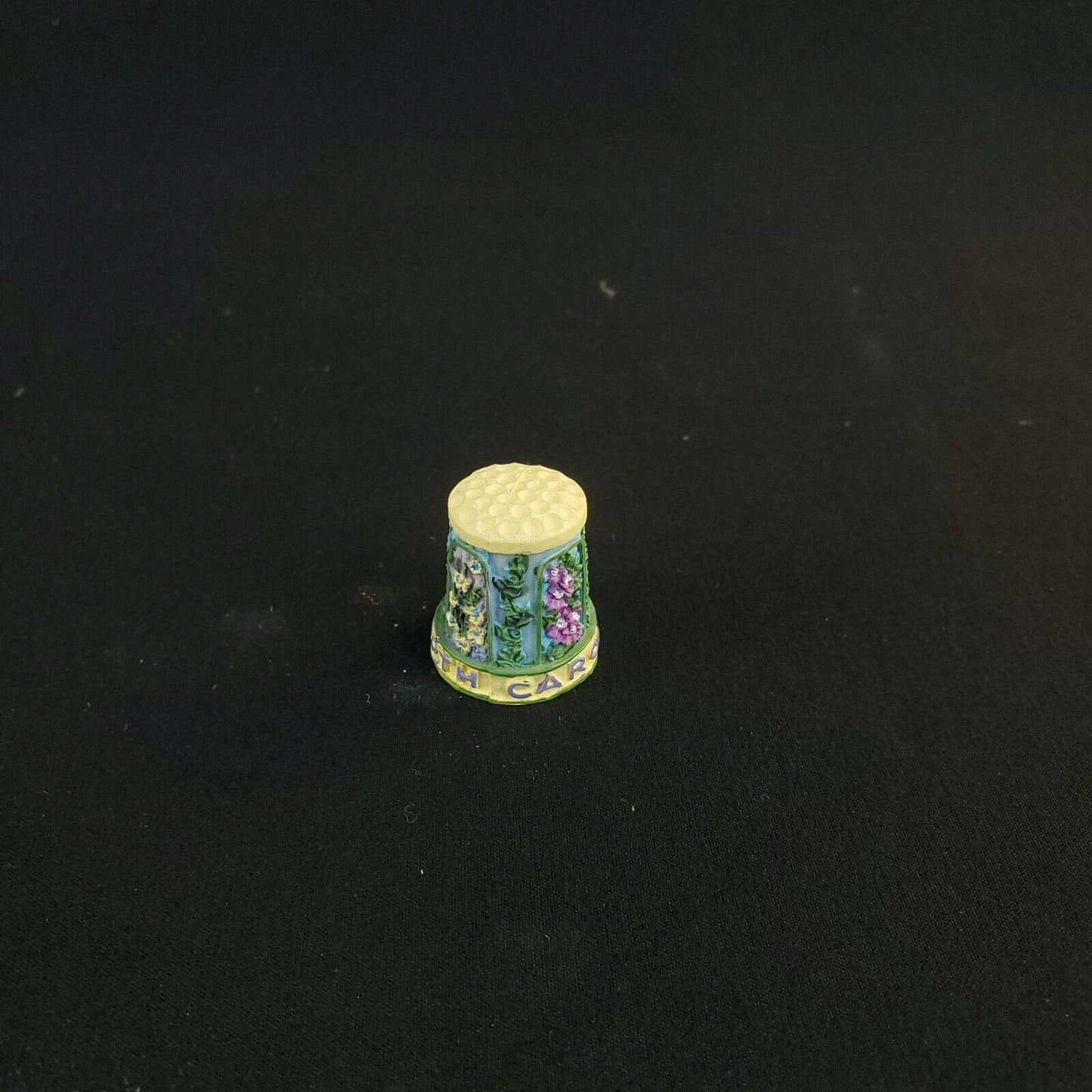 Colorful 3D Resin Thimble - North Carolina Souvenir with Beautiful Flower Design