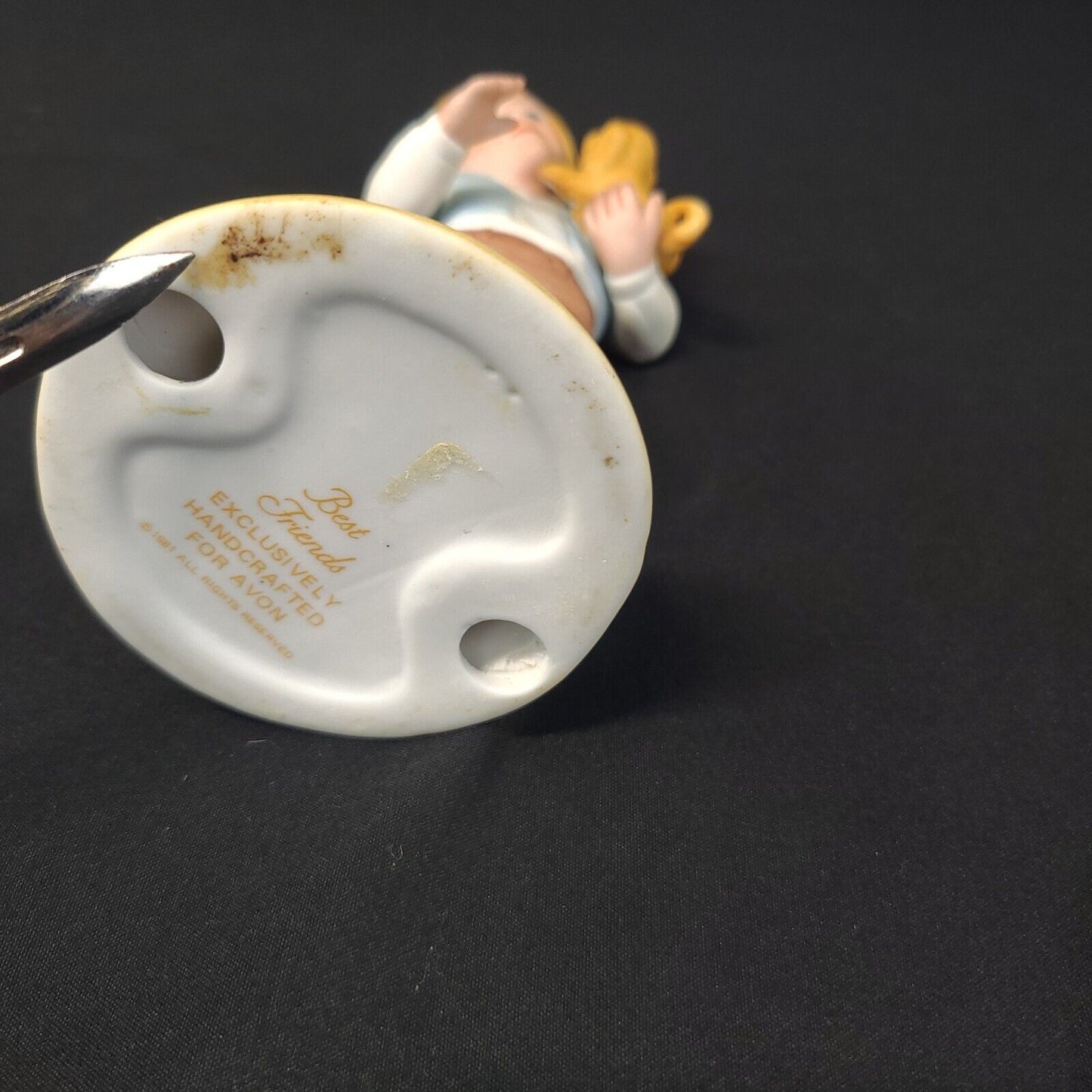 1981 Avon "Best Friends" Boy Holding Puppy Dog Porcelain Figurine