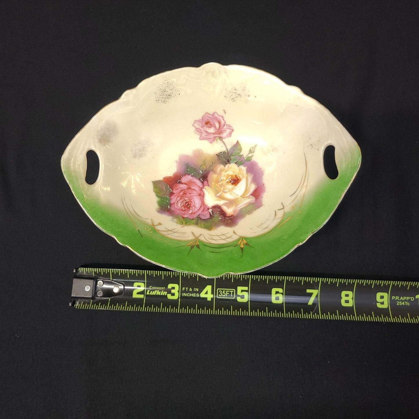 Vintage Handpainted Porcelain German Rose Bowl - Gold Trim, Floral Design