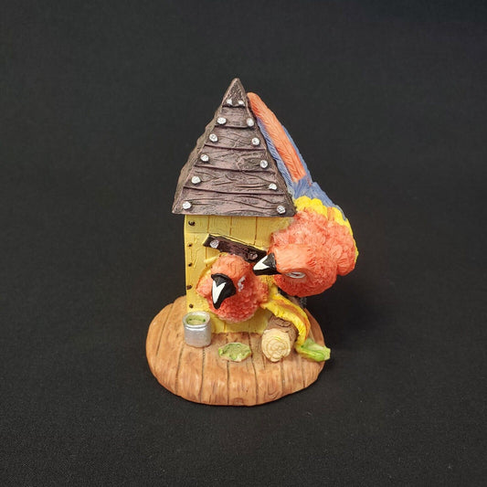 Macaw Parrots In A Bird House Figurine - Collectible Decoration