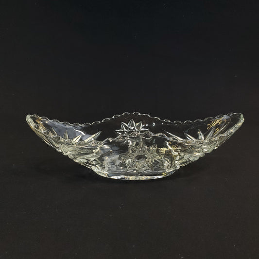 Anchor Hocking EAPC Star of David Crystal Boat Bowl - Vintage Banana Split Dish