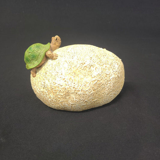 Tranquility Rock Paperweight Decorative Turtle & Floral Design Unique Accessory