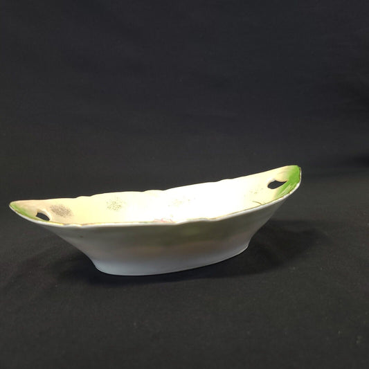 Vintage Handpainted Porcelain German Rose Bowl - Gold Trim, Floral Design