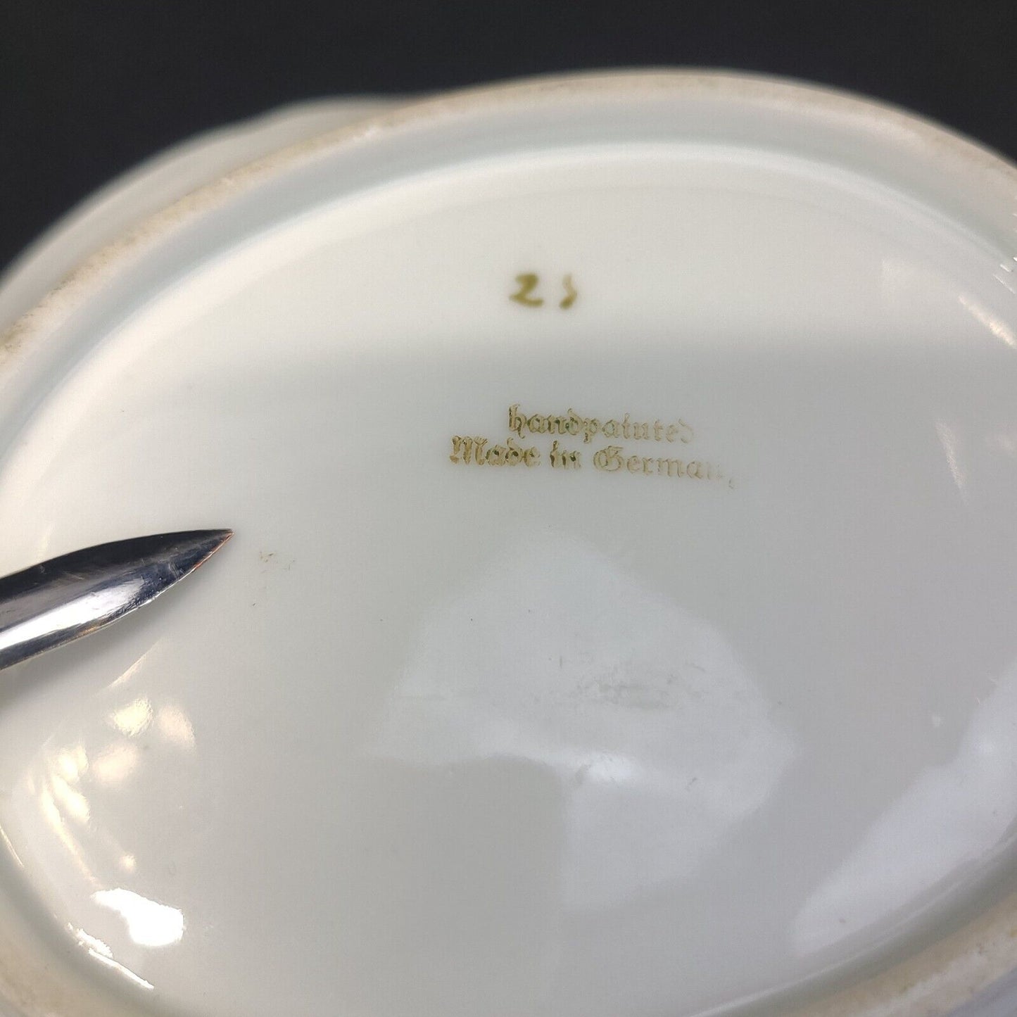 Vintage Handpainted Porcelain German Rose Bowl - Gold Trim, Floral Design