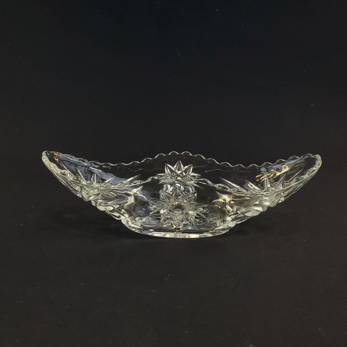 Anchor Hocking EAPC Star of David Crystal Boat Bowl - Vintage Banana Split Dish