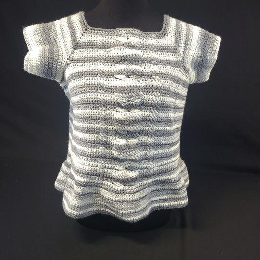 Handmade Cabled Peplum Tee Medium - Stylish and Trendy Summer Wear