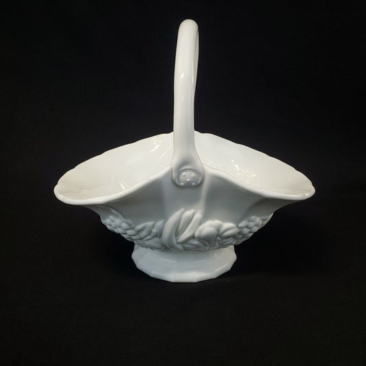 Large Ivory Porcelain Fruit Basket - Decorative Collectible