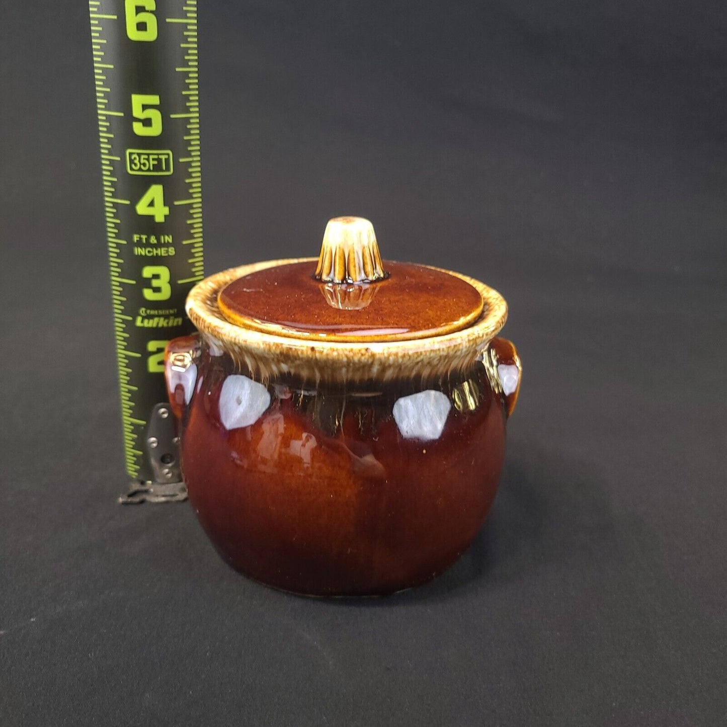 Vintage Drip Stoneware Bean Pot Crock - Rustic Kitchen Collectible