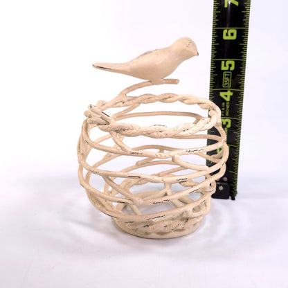 Cast Iron Bird Nest w/ Bird Candle Home Decor Bowl