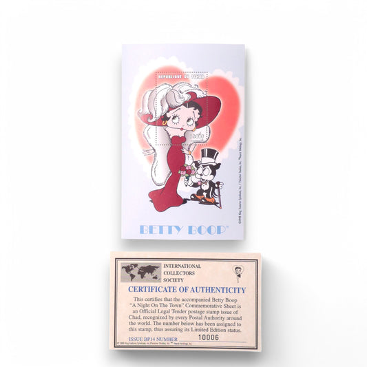 Betty Boop A Night On The Town Bimbo Stamp Sheet MNH with COA - ICS