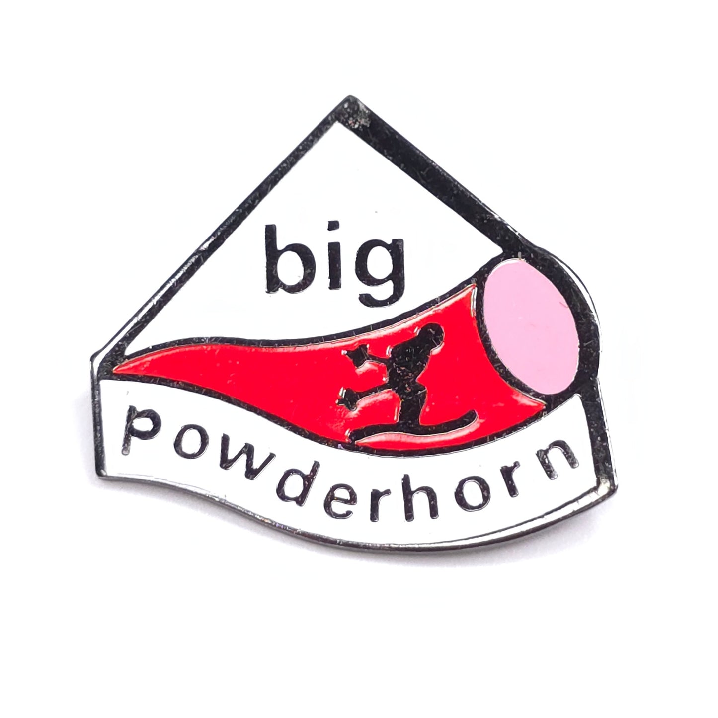 Vintage Big Powderhorn Ski Enamel Pinback Pin