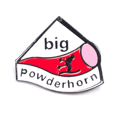 Vintage Big Powderhorn Ski Enamel Pinback Pin