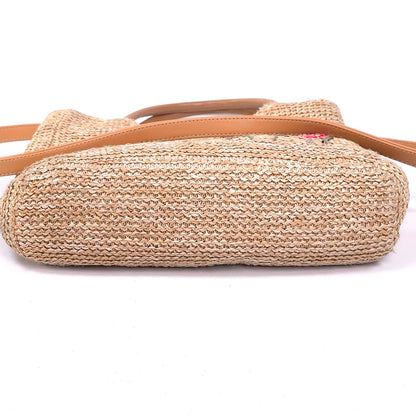 Woven Floral 4 Compartment Top Handle Shoulder Bag Purse