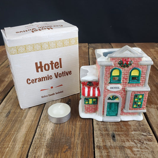 Vintage Votive Village House Tea Candle Holder Hotel Elegant Christmas Decor