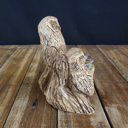 1 of 1 Vintage Rick Albee Tree Spirit Hand Carved Wood Owl Votive Tea Candle