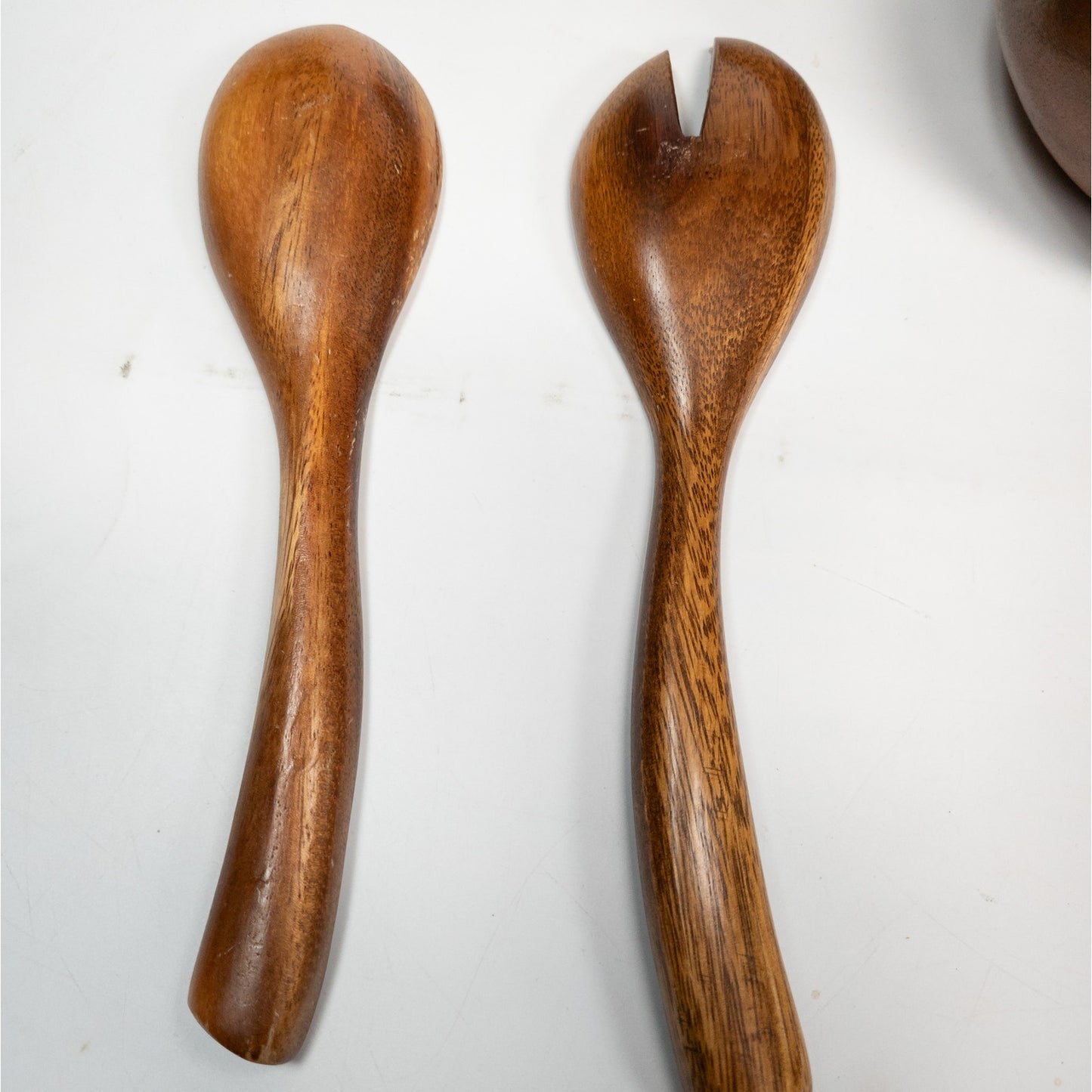 Leilani Monkey Pod Wood Salad Bowl Set 10 Bowls, 1 Serving Bowl w/ Fork & Spoon