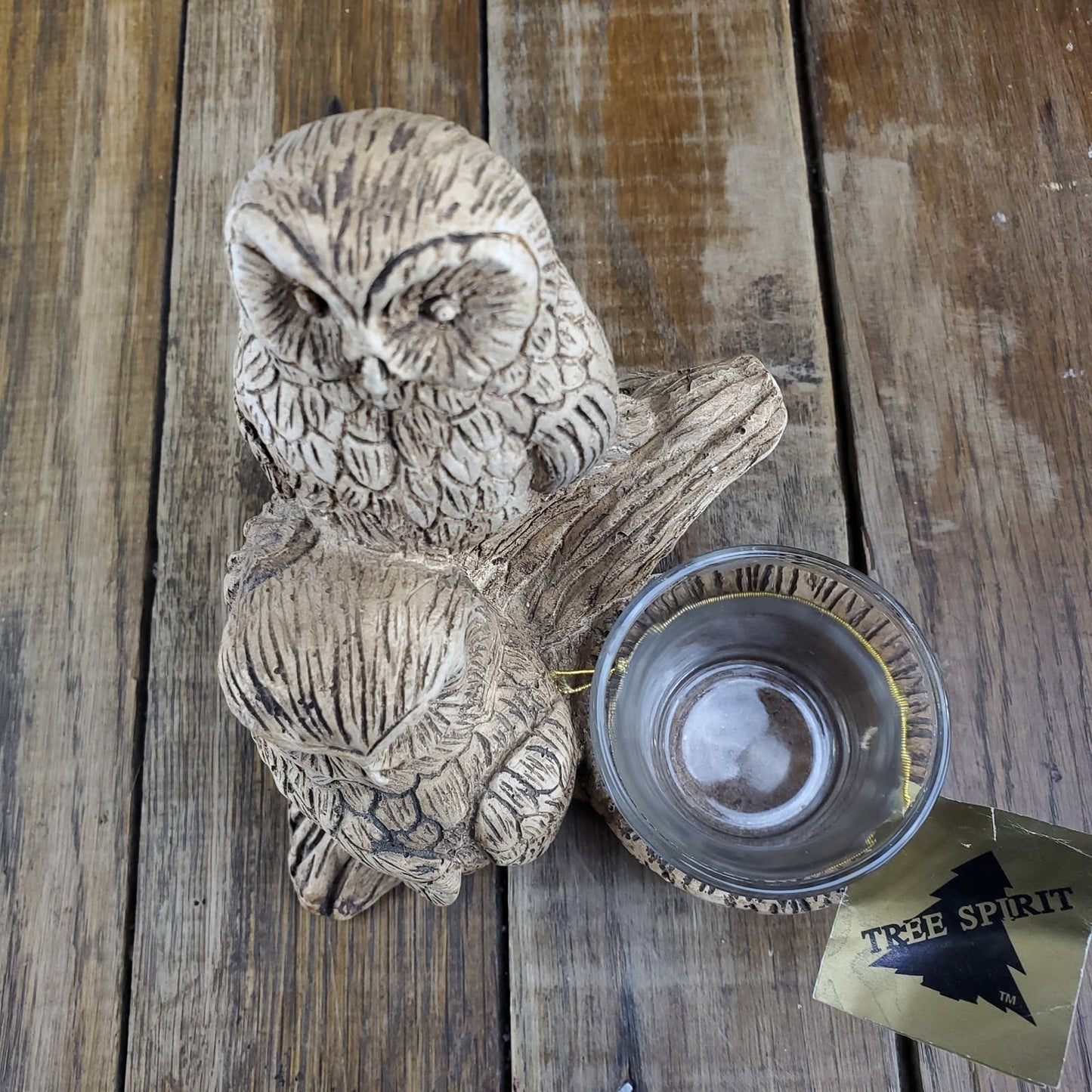 1 of 1 Vintage Rick Albee Tree Spirit Hand Carved Wood Owl Votive Tea Candle