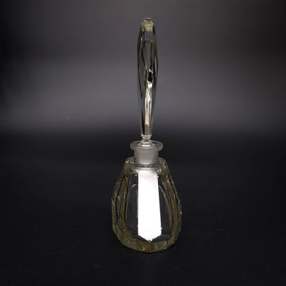 Vintage Art Deco MCM Crystal Perfume Bottle With Faceted Stopper