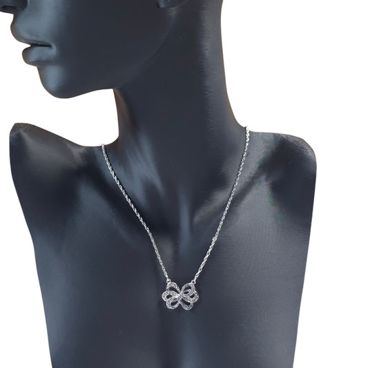 Avon Bow Silver-Tone Necklace