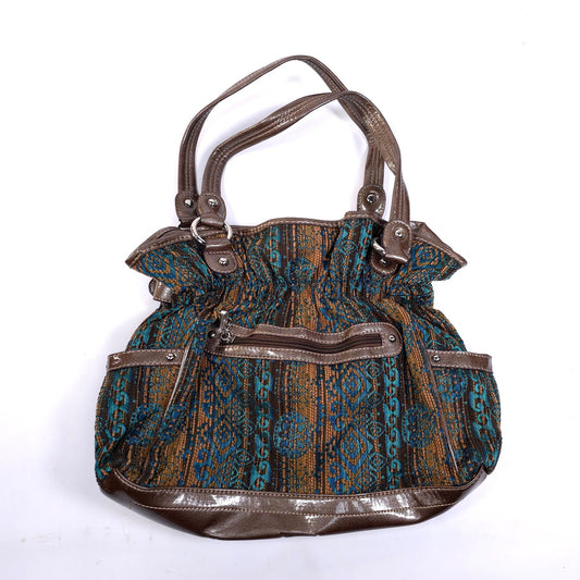 Kathy Von Zeeland Shoulder Bag Purse 11 Compartment Brown Green