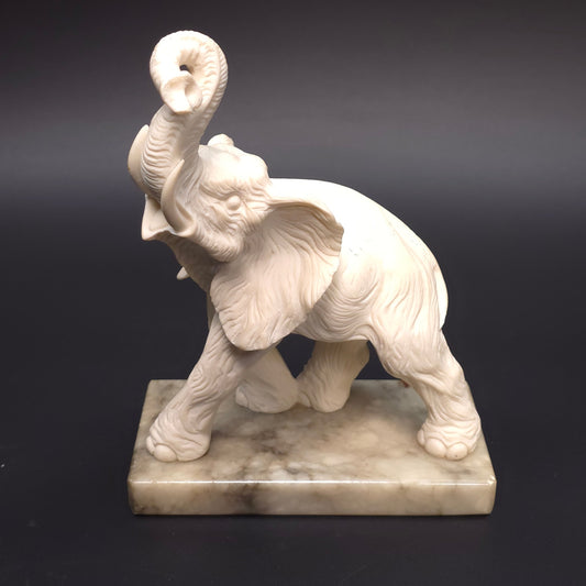 Hand Carved Alabaster Elephant Statue Italy