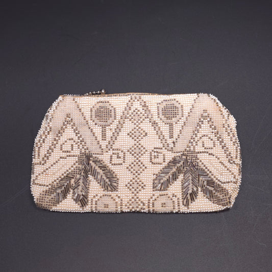 Vintage Czechoslovaxia Beaded Evening Clutch Handbag Purse Zipper Closure