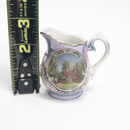 Illinois Land of Lincoln Store Souvenir Mini 3" Pitcher