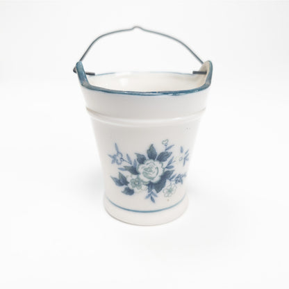Vintage MCM Island Gullfoss Blue Flower Ceramic Mini 3" Bucket