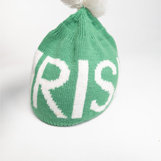 Irish Green Beanie Stocking Hat Cap W/ pom