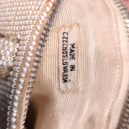 Vintage Czechoslovaxia Beaded Evening Clutch Handbag Purse Zipper Closure