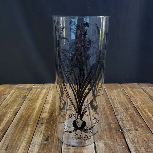 Clear Glass Vase with Hyacinth Flower Overlay - Elegant Home Decor