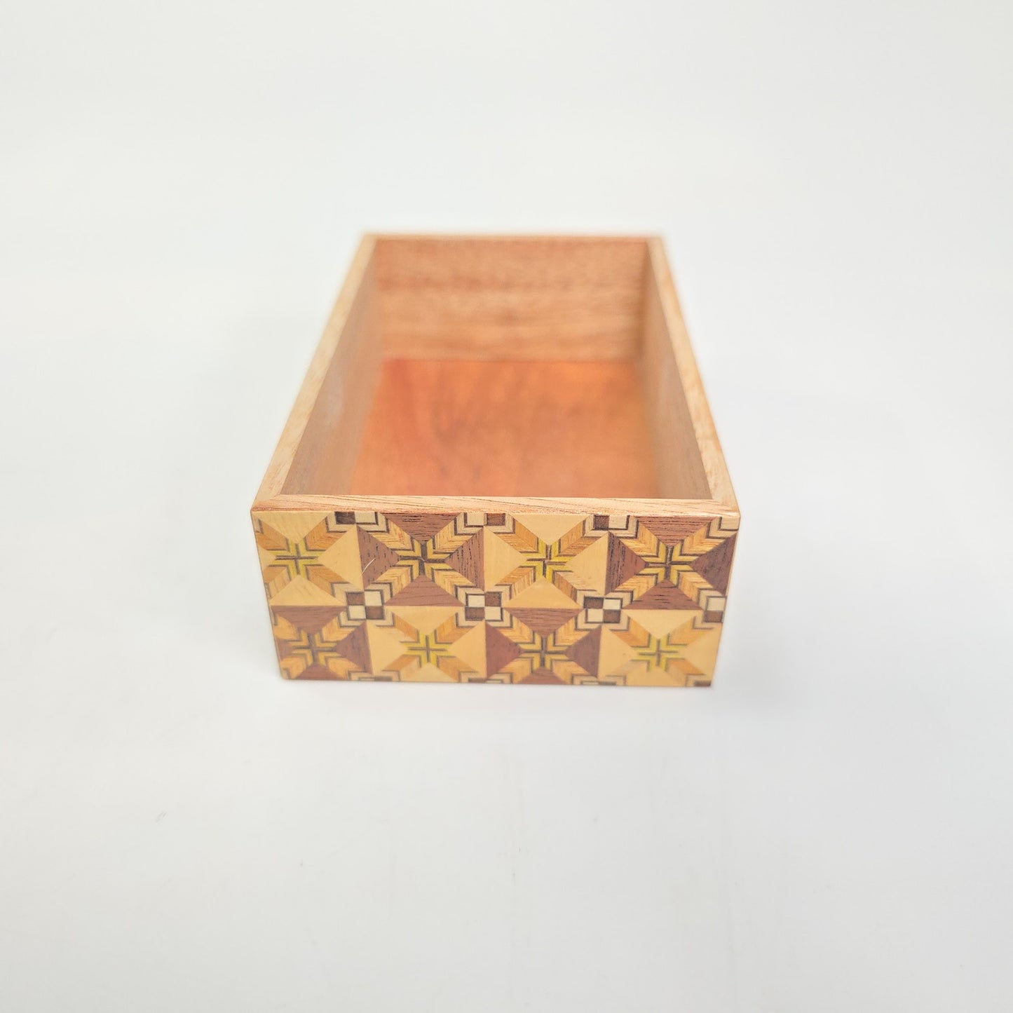 Vintage Yoseki Elaborate Mosaic Wood Box Jewelry Trinket Japan