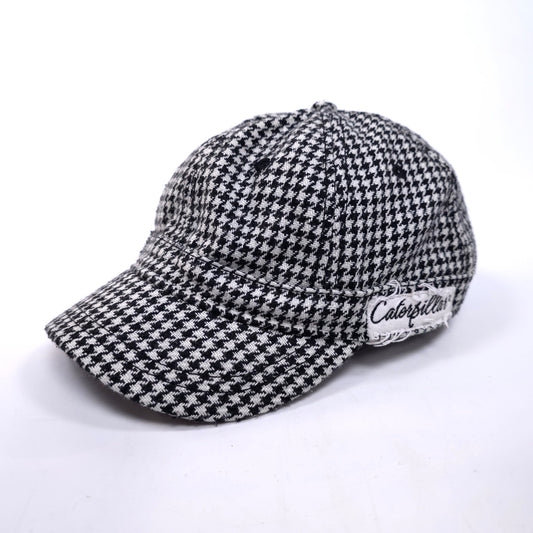 Caterpillar Houndstooth 6 Panel Short Bill Fashion Adjustable Cap Hat