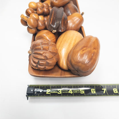 MCM Wood Decorative 13 Piece Fruit Bowl Tray Apple Corn Grapes Pear