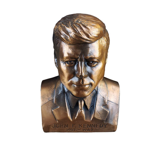 Vintage 1974 Brass Car Bank Banthrico John F. Kennedy Bust JFK 1917 - 1963