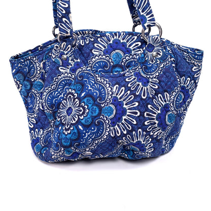Vera Bradley Large Blue Bandana Shoulder Tote Bag Purse