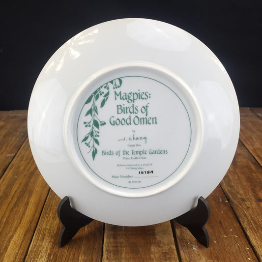 1988 John Cheng Magpies: Birds of Good Omen Collector Plate 24k Gold Trim