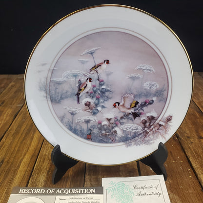 1988 John Cheng Gold Finches of Virtue Collector Plate 24k Gold Trim