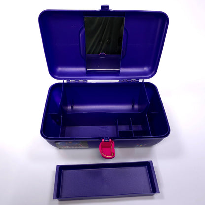 Vintage Caboodles Medium Cosmetic Makeup Jewelry Box w/ Mirror Purple Pink 2752