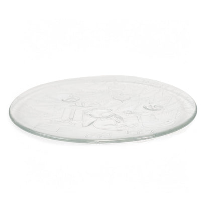 12 1/2" Round Teddy Bear Blocks Christmas Tree Serving Clear Glass Platter Plate