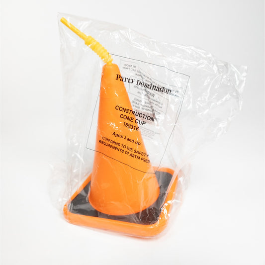 Traffic Cone Drink Cup w/ Straw Construction Party Destination Fun Beverage