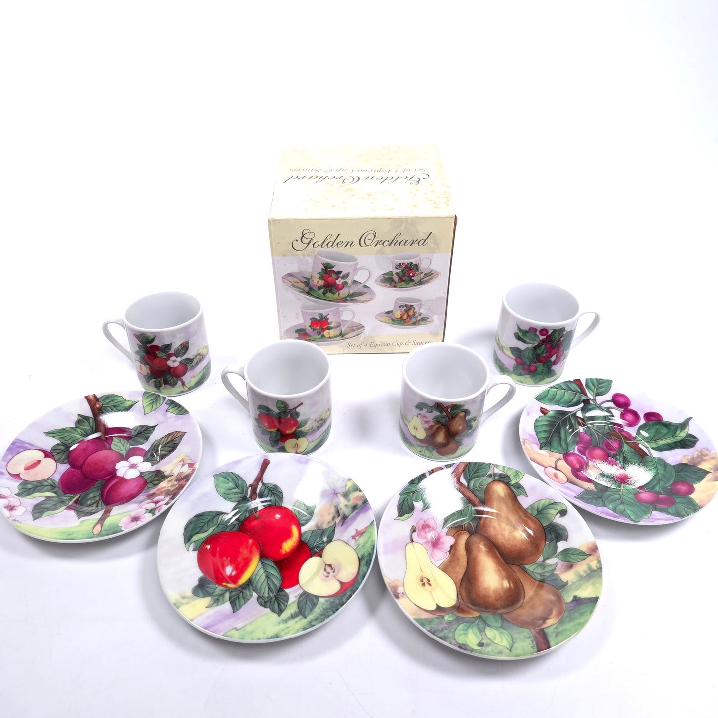 Home Essentials Golden Orchard Set Of 4 Espresso Cup & Saucers